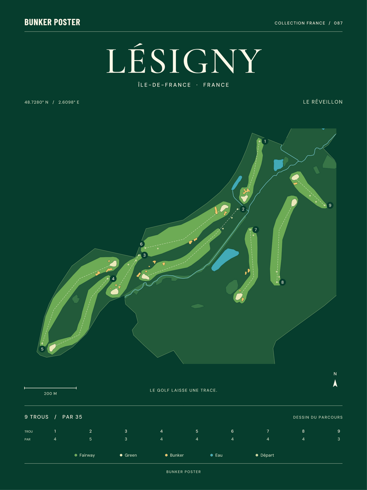 Golf de Lésigny-Réveillon — Le Réveillon, Vert club, 30 × 40 cm
