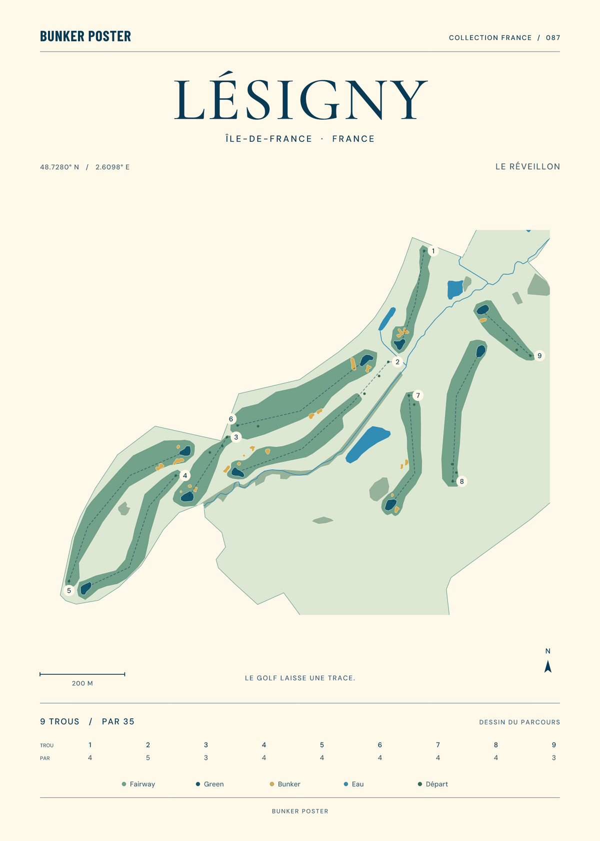 Golf de Lésigny-Réveillon — Le Réveillon, Marine sur sable, 50 × 70 cm