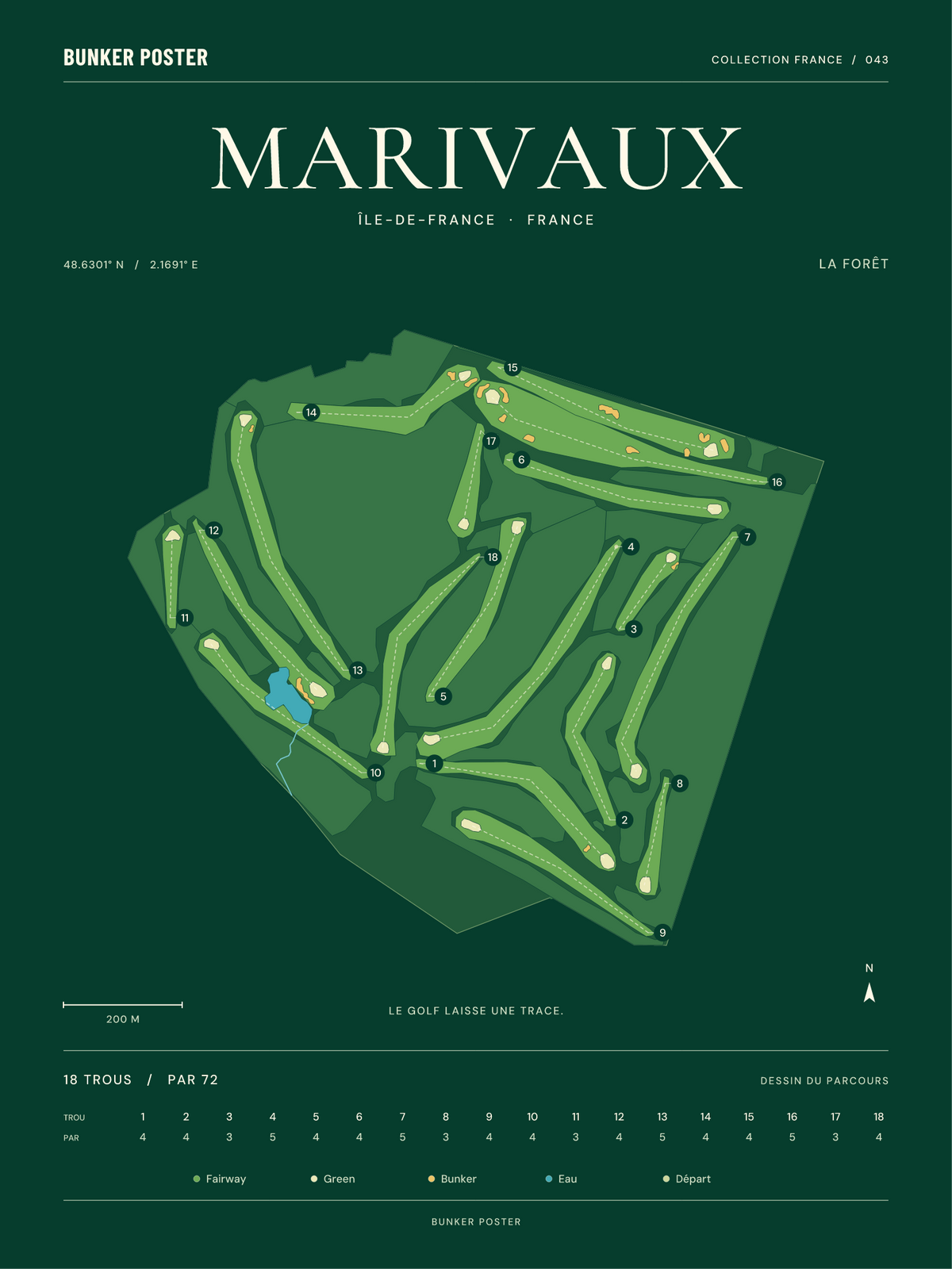 Golf de Marivaux — La Forêt, Vert club, 30 × 40 cm