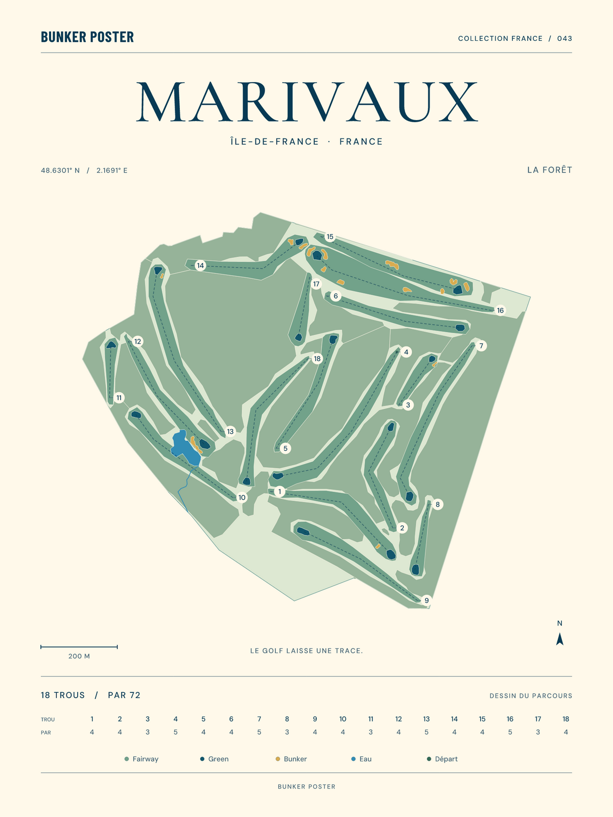 Golf de Marivaux — La Forêt, Marine sur sable, 30 × 40 cm