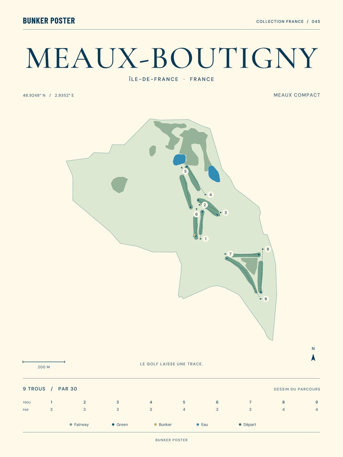 Golf de Meaux-Boutigny — Meaux Compact, Marine sur sable, 30 × 40 cm
