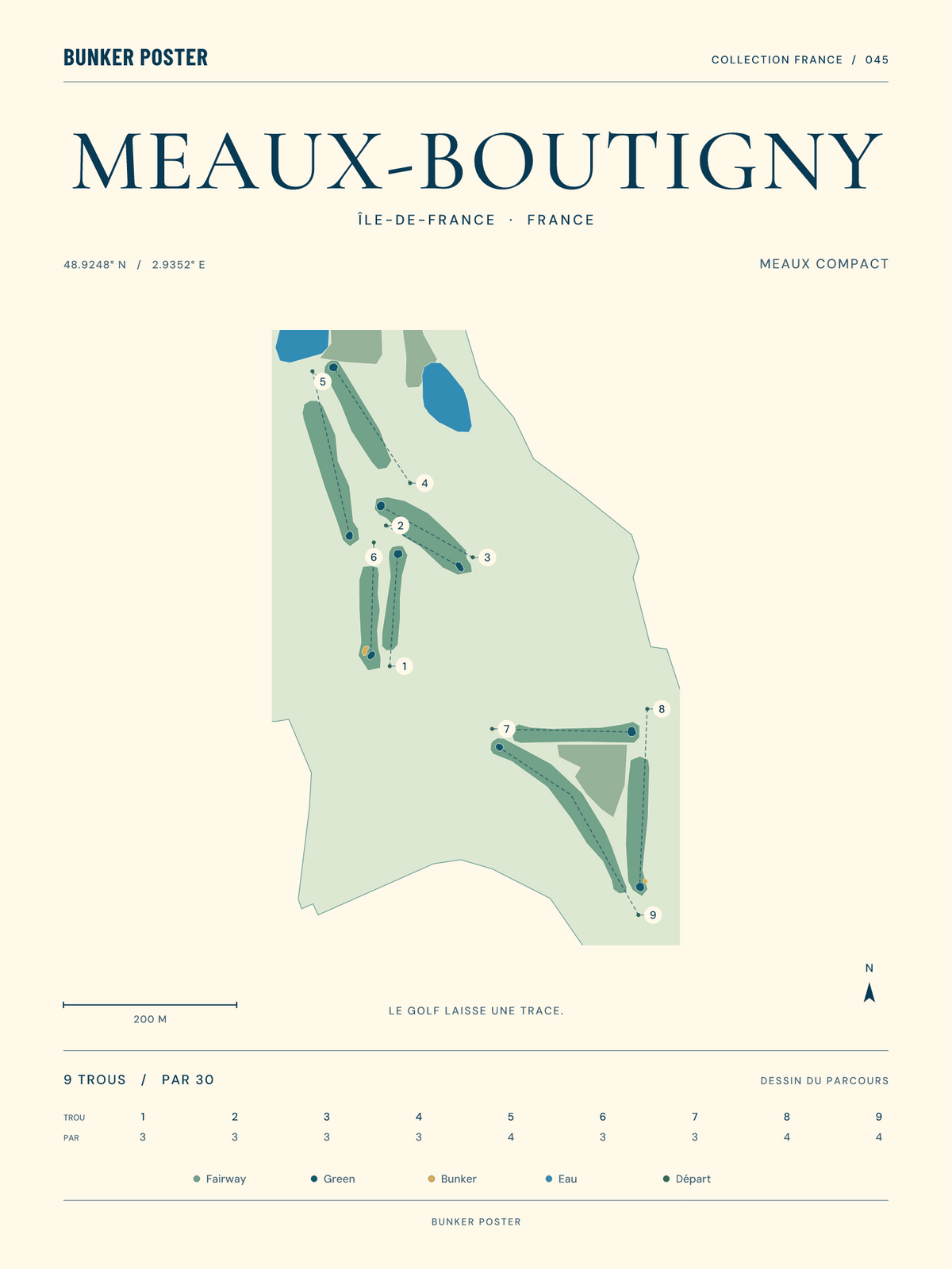 Golf de Meaux-Boutigny — Meaux Compact, Marine sur sable, 30 × 40 cm