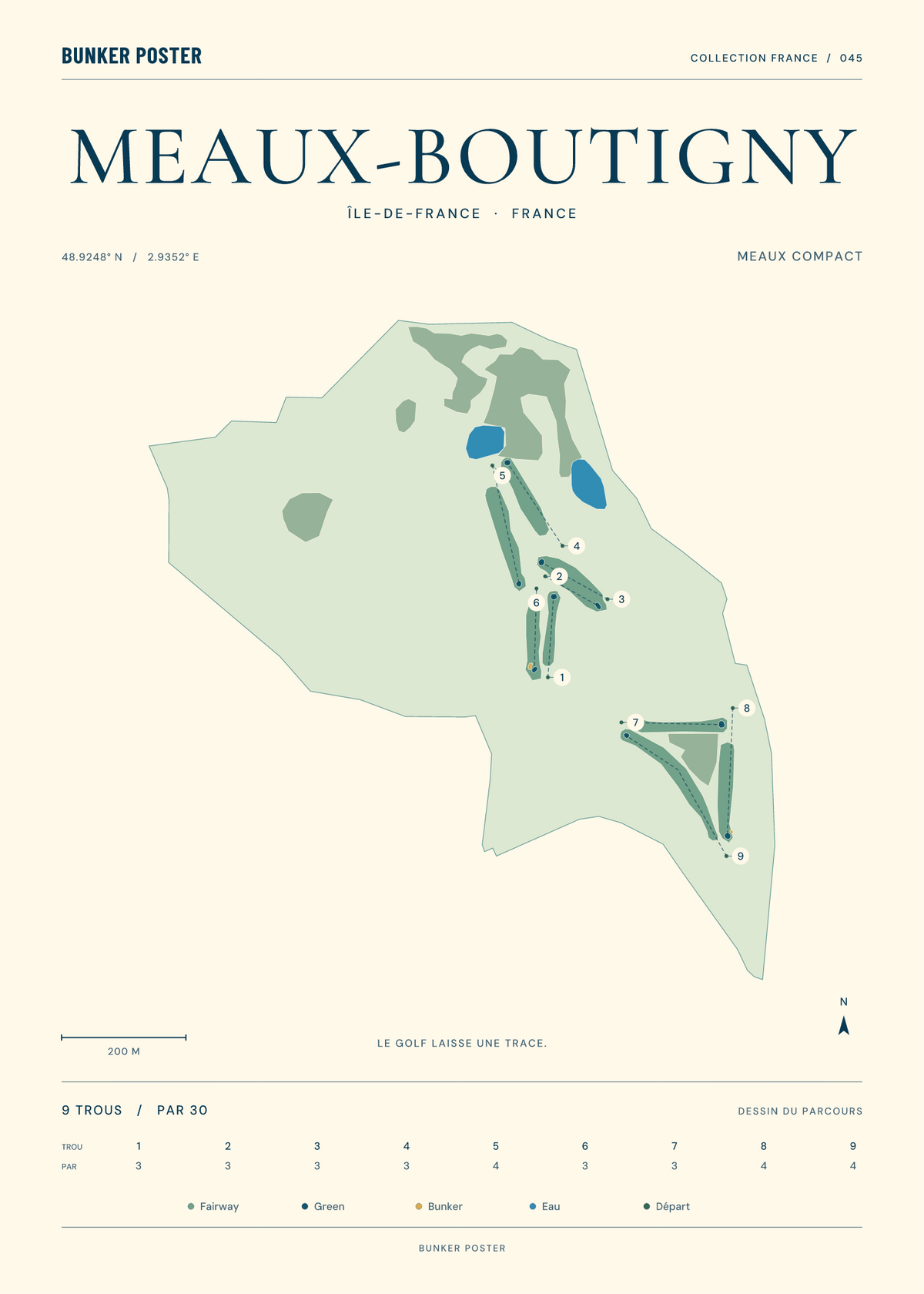 Golf de Meaux-Boutigny — Meaux Compact, Marine sur sable, 50 × 70 cm