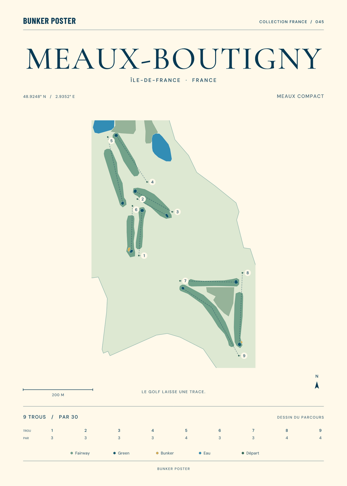 Golf de Meaux-Boutigny — Meaux Compact, Marine sur sable, 50 × 70 cm