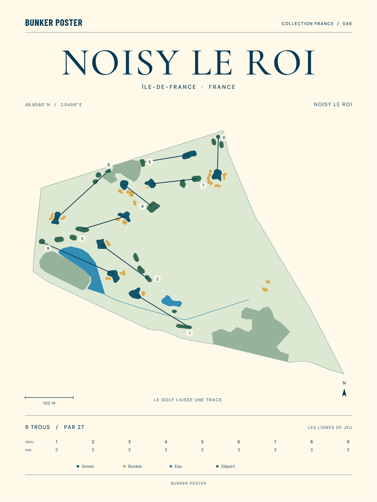 Golf de Noisy le Roi — Noisy le Roi, Marine sur sable, 30 × 40 cm