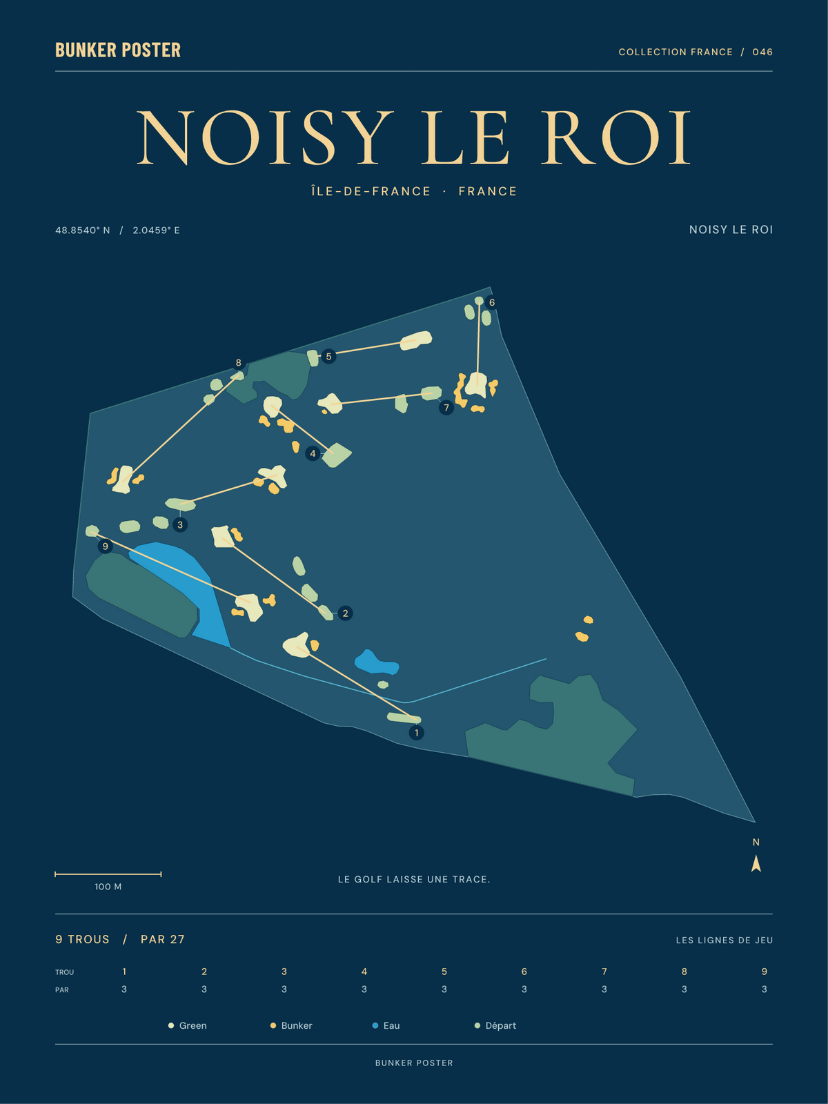 Golf de Noisy le Roi — Noisy le Roi, Sable sur marine, 30 × 40 cm