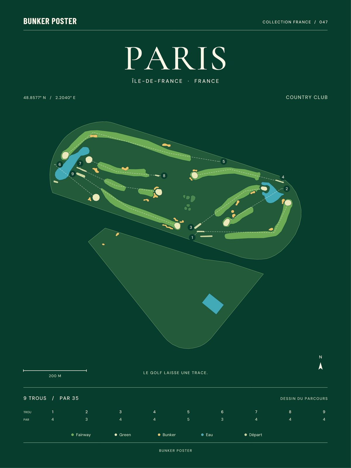 Golf de Paris — Country Club, Vert club, 30 × 40 cm