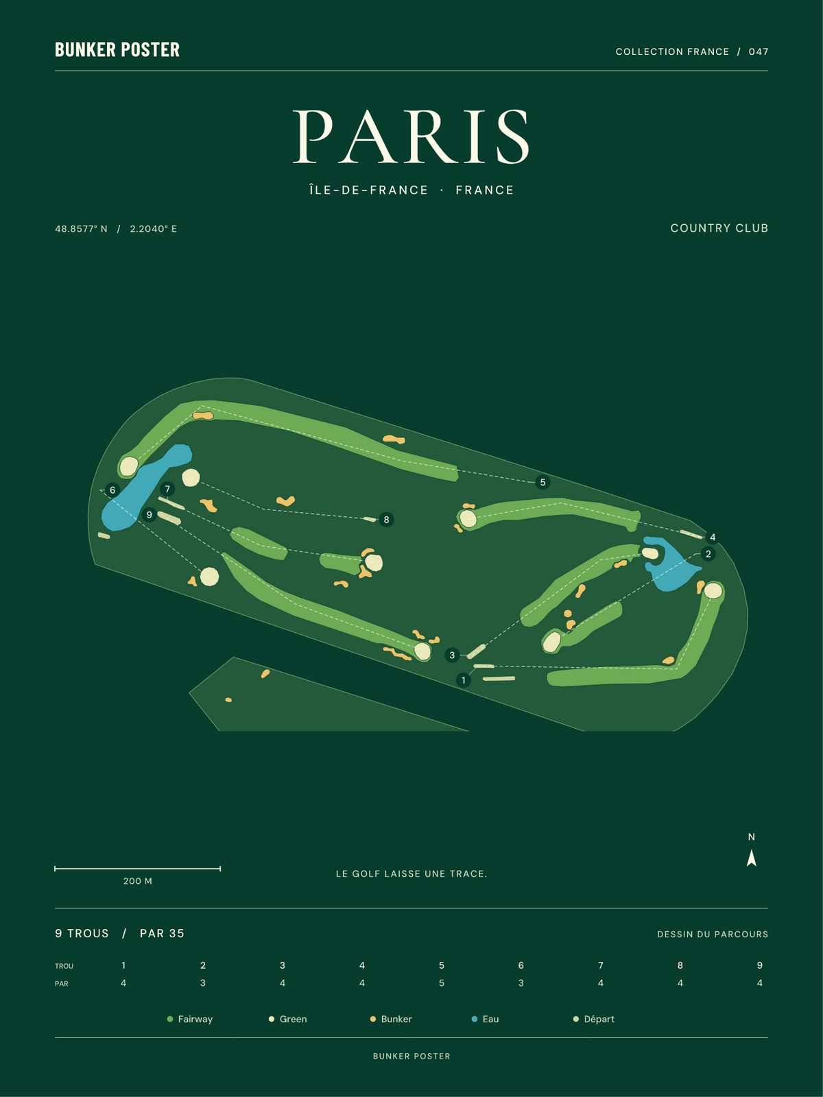 Golf de Paris — Country Club, Vert club, 30 × 40 cm
