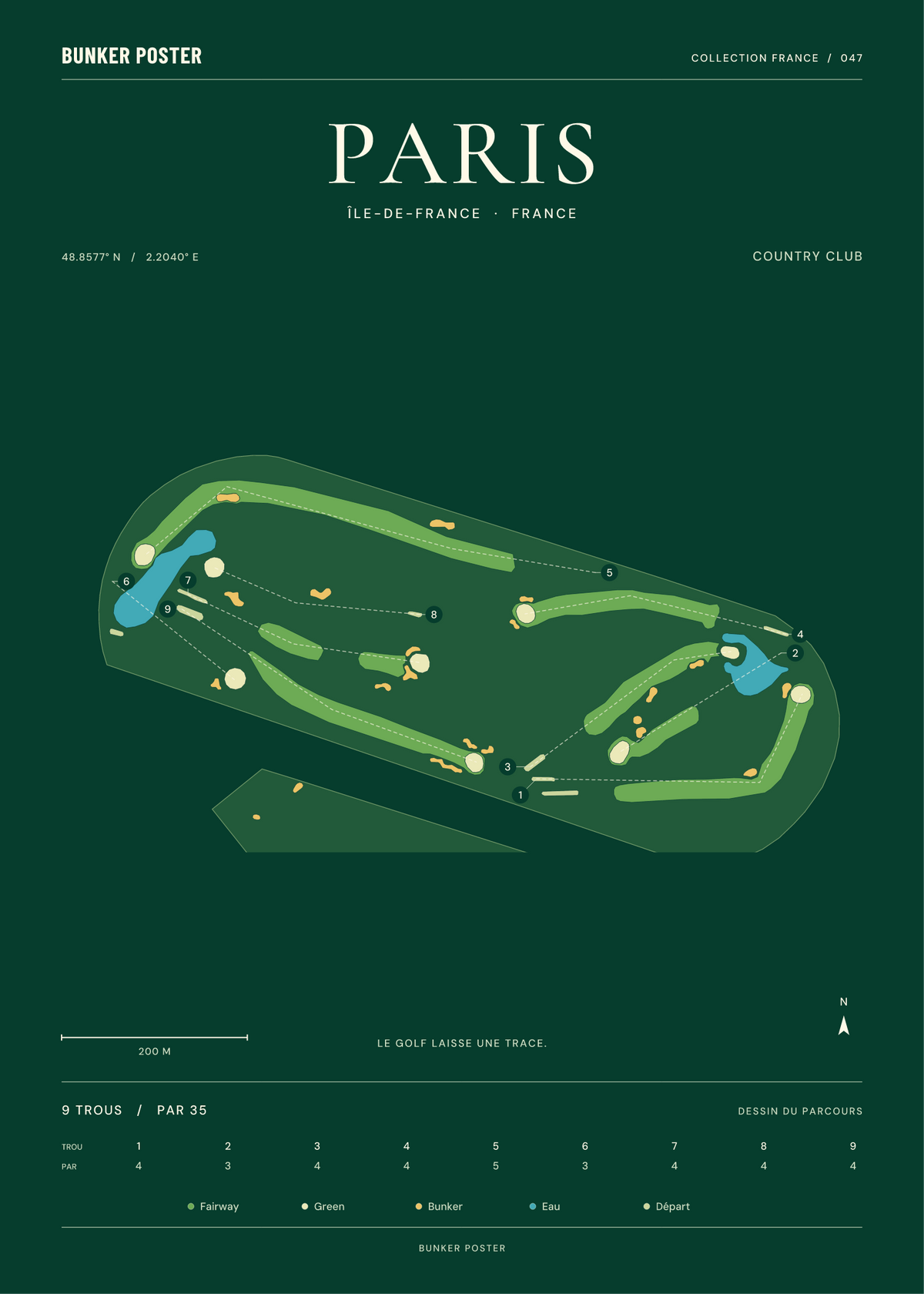 Golf de Paris — Country Club, Vert club, 50 × 70 cm