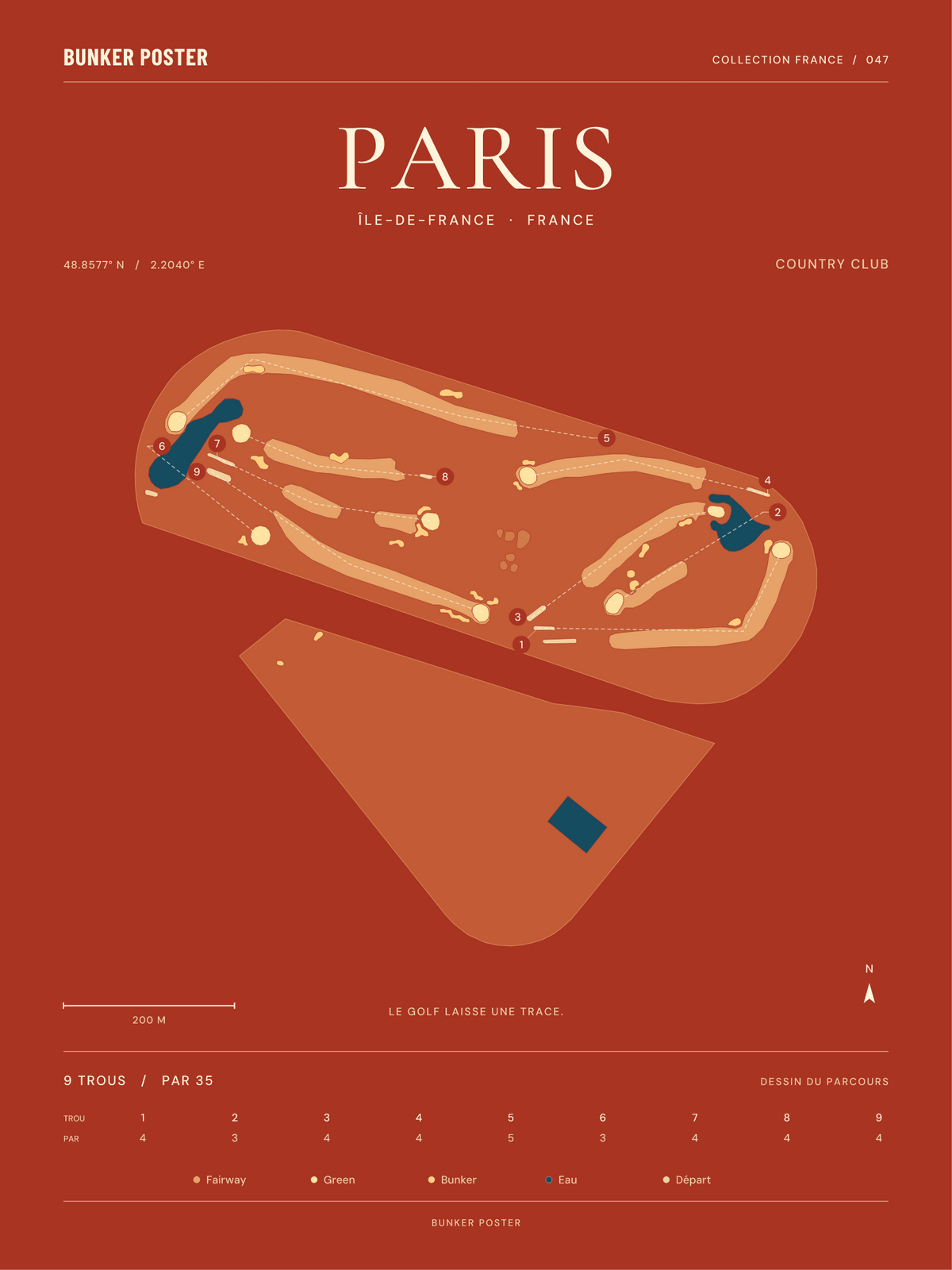 Golf de Paris — Country Club, Terre cuite, 30 × 40 cm
