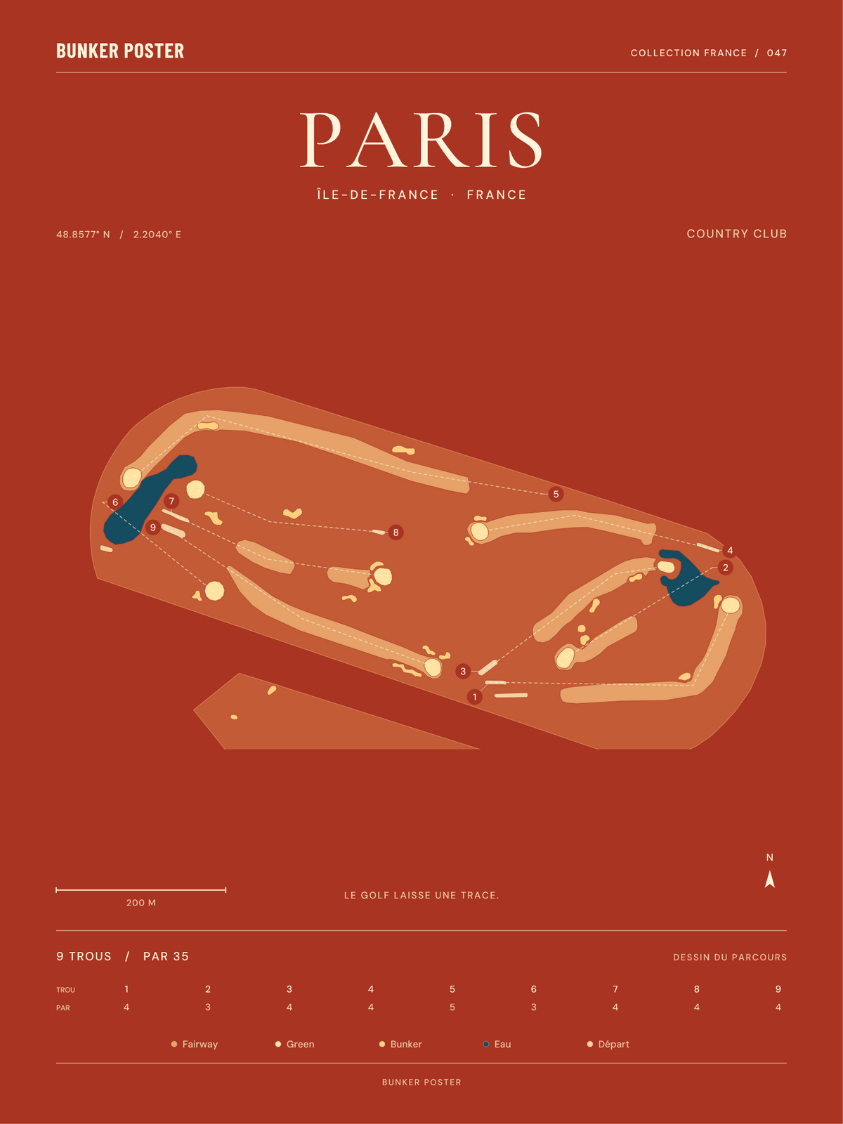 Golf de Paris — Country Club, Terre cuite, 30 × 40 cm