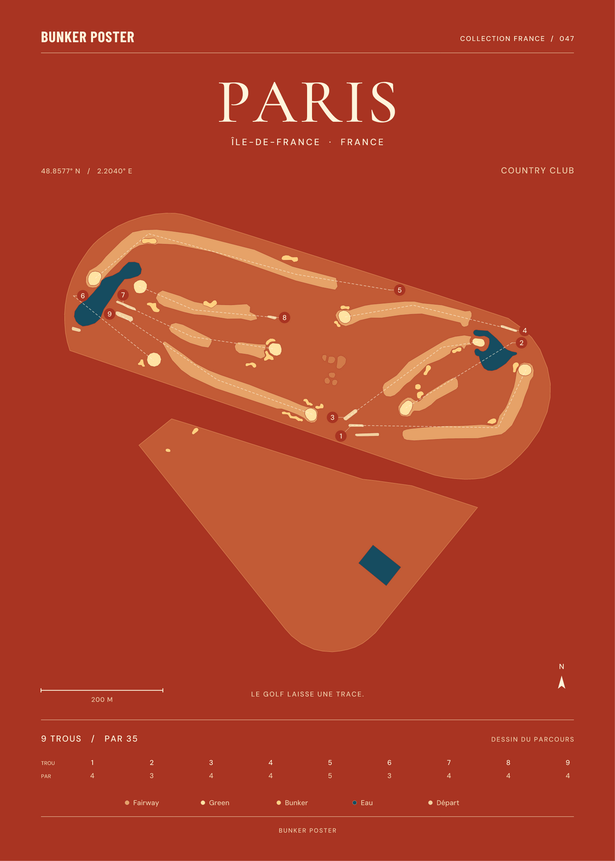 Golf de Paris — Country Club, Terre cuite, 50 × 70 cm