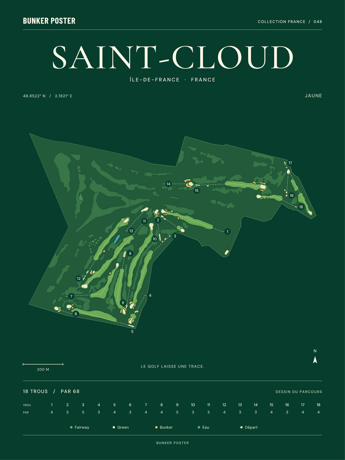 Golf de Saint-Cloud — Jaune, Vert club, 30 × 40 cm