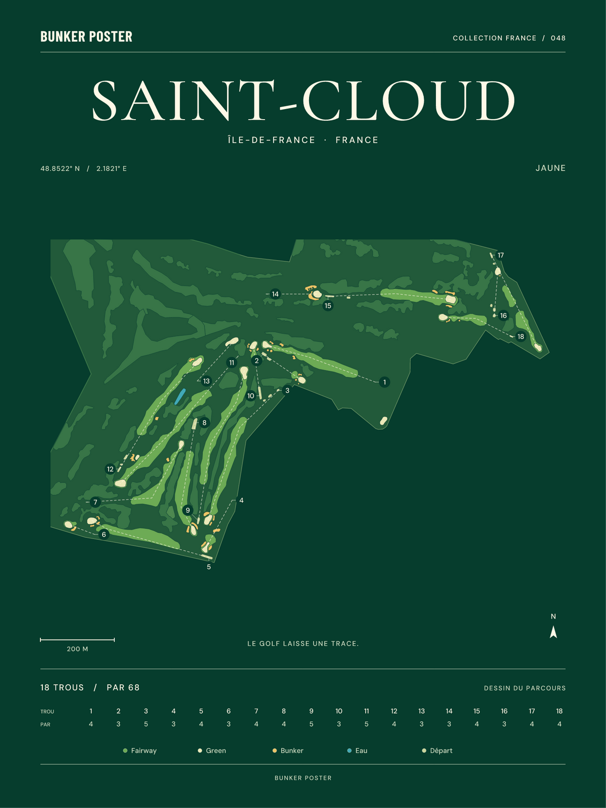 Golf de Saint-Cloud — Jaune, Vert club, 30 × 40 cm