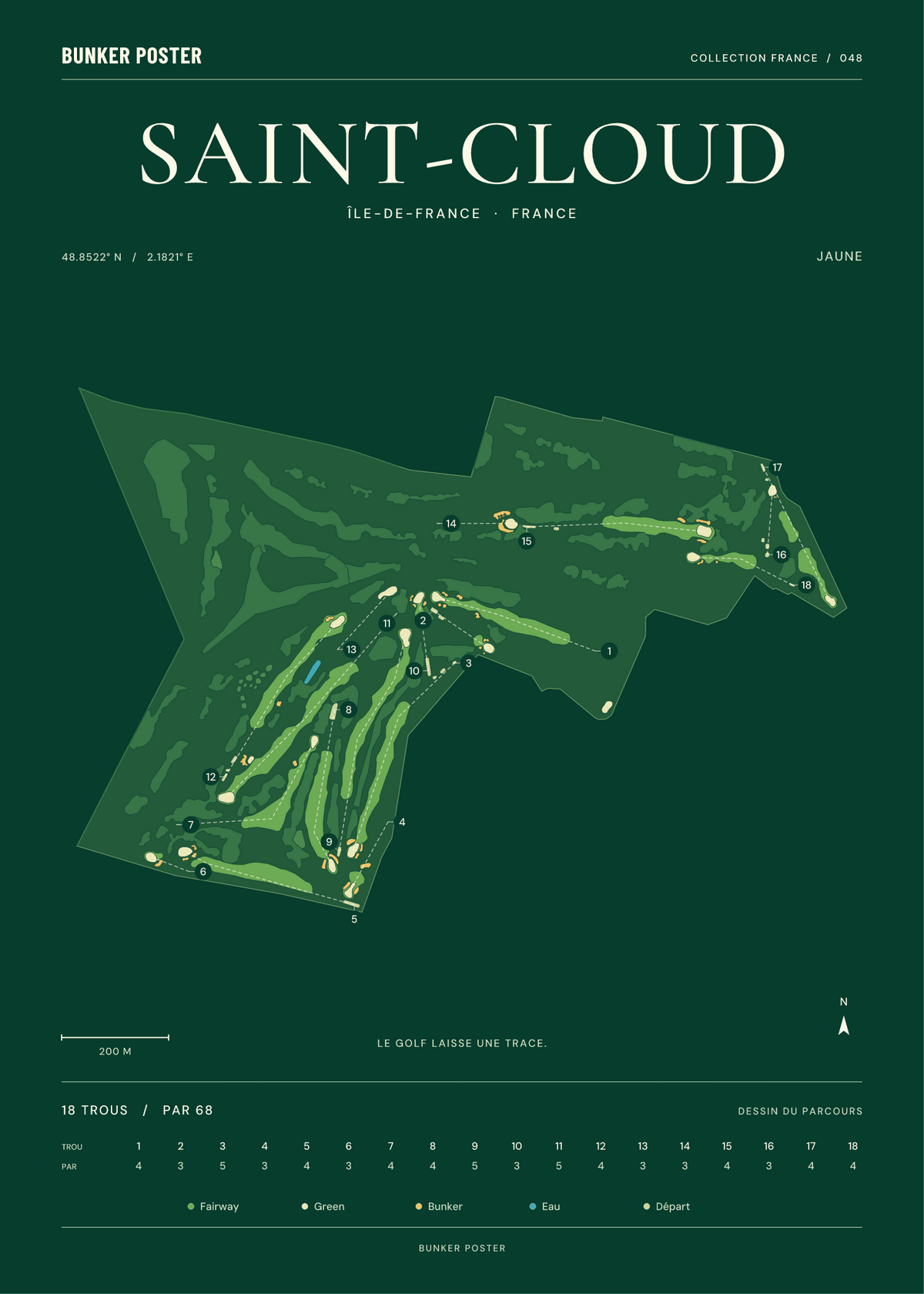 Golf de Saint-Cloud — Jaune, Vert club, 50 × 70 cm