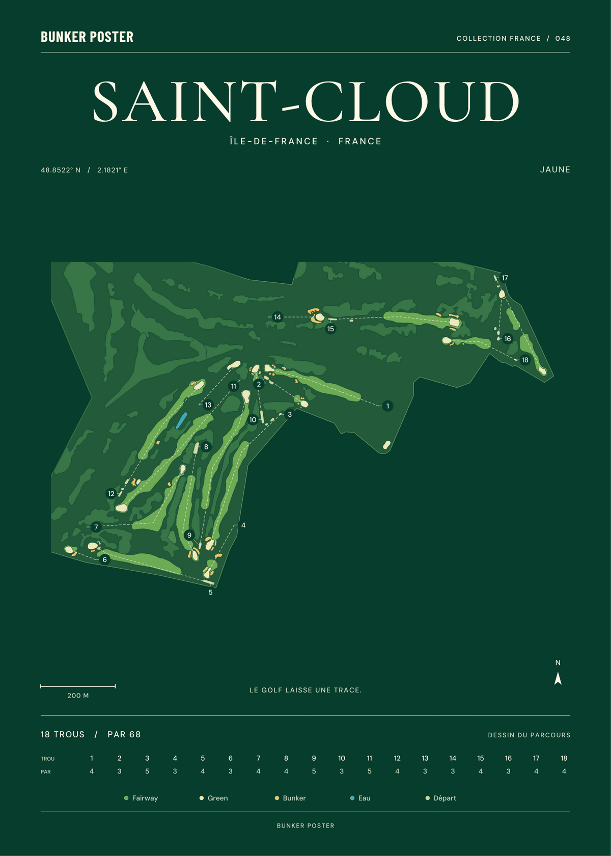 Golf de Saint-Cloud — Jaune, Vert club, 50 × 70 cm