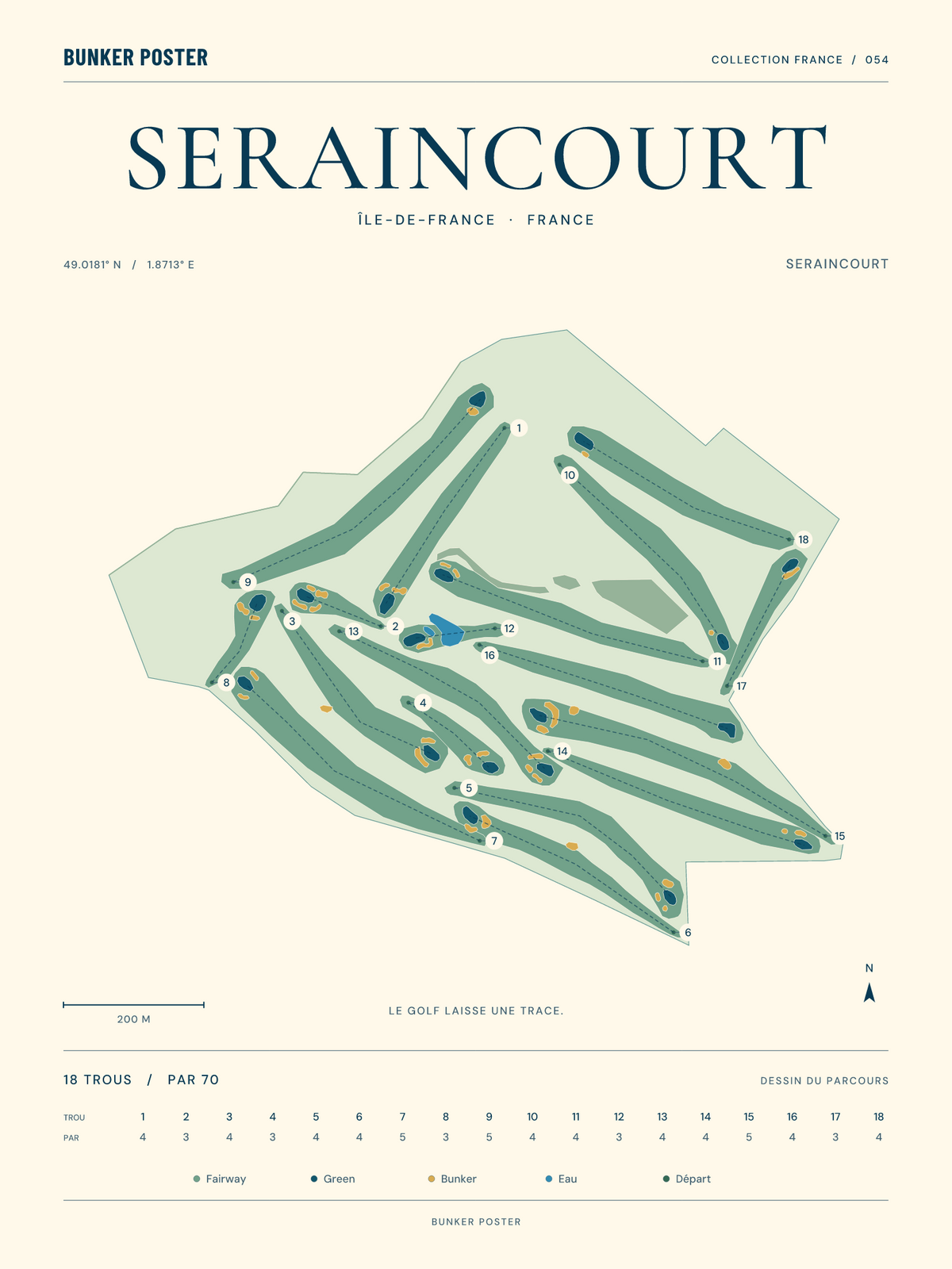Golf de Seraincourt — Seraincourt, Marine sur sable, 30 × 40 cm