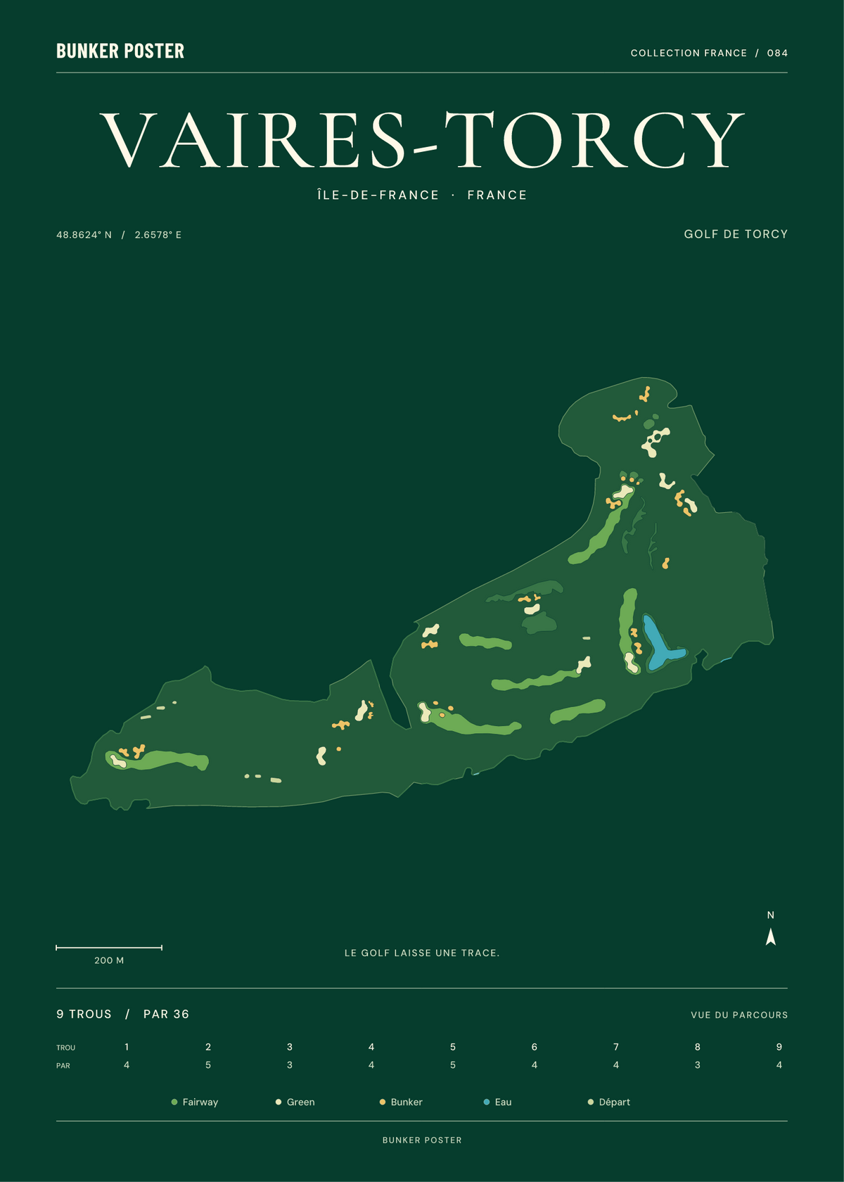 Golf de Vaires-Torcy — Golf de Torcy, Vert club, 50 × 70 cm