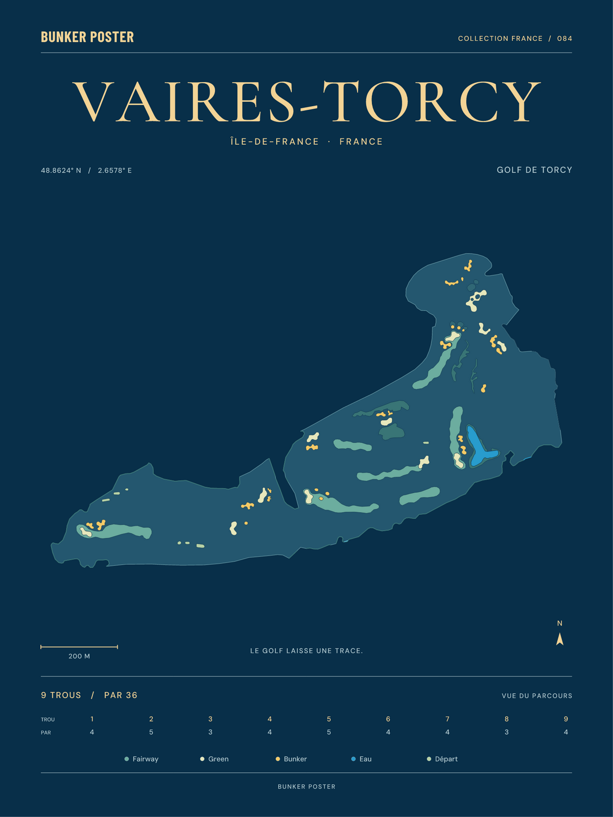 Golf de Vaires-Torcy — Golf de Torcy, Sable sur marine, 30 × 40 cm