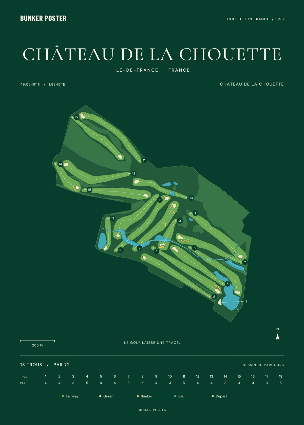 Golf du Château de la Chouette — Château de la Chouette, Vert club, 50 × 70 cm