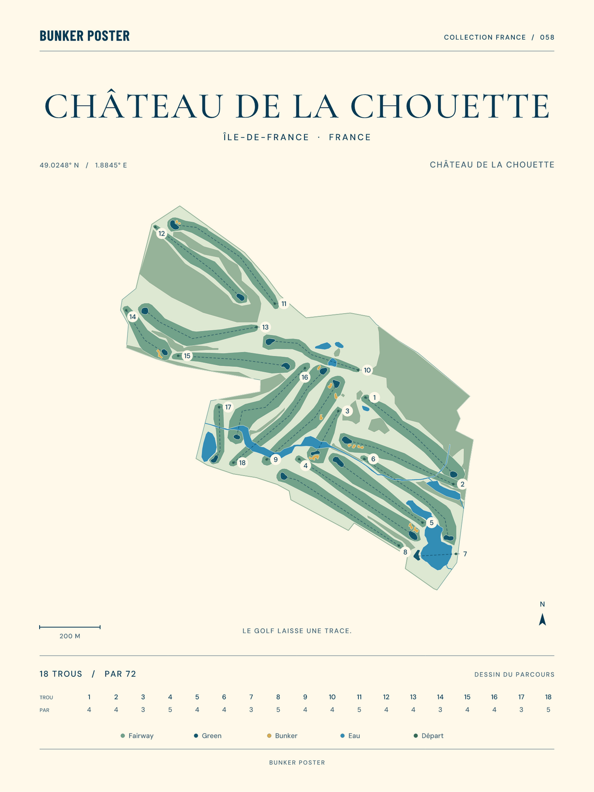 Golf du Château de la Chouette — Château de la Chouette, Marine sur sable, 30 × 40 cm