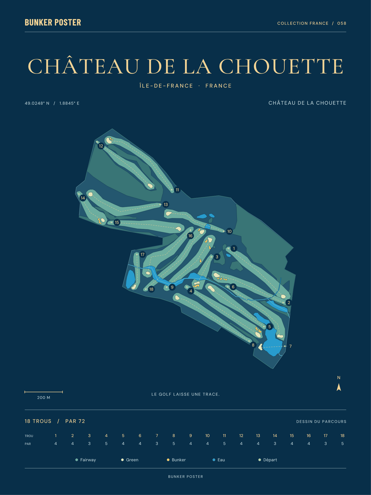 Golf du Château de la Chouette — Château de la Chouette, Sable sur marine, 30 × 40 cm