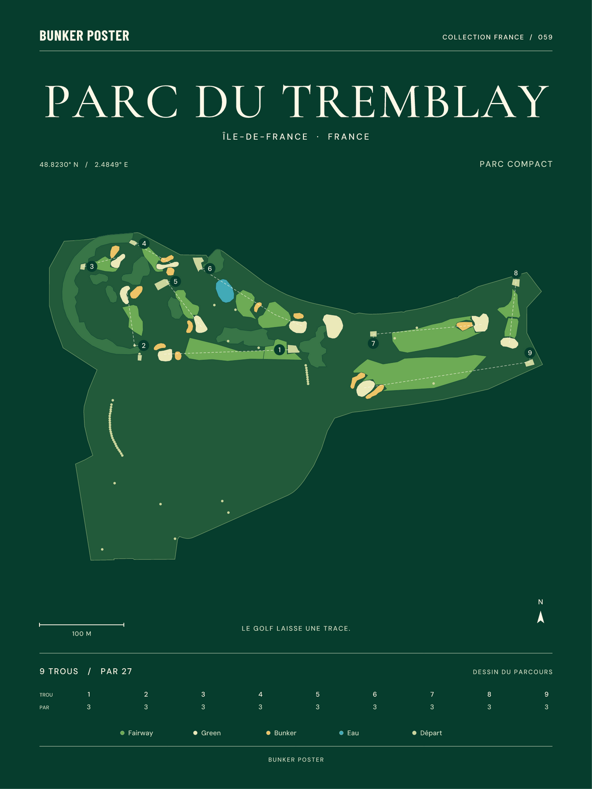 Golf du Parc du Tremblay — Parc Compact, Vert club, 30 × 40 cm