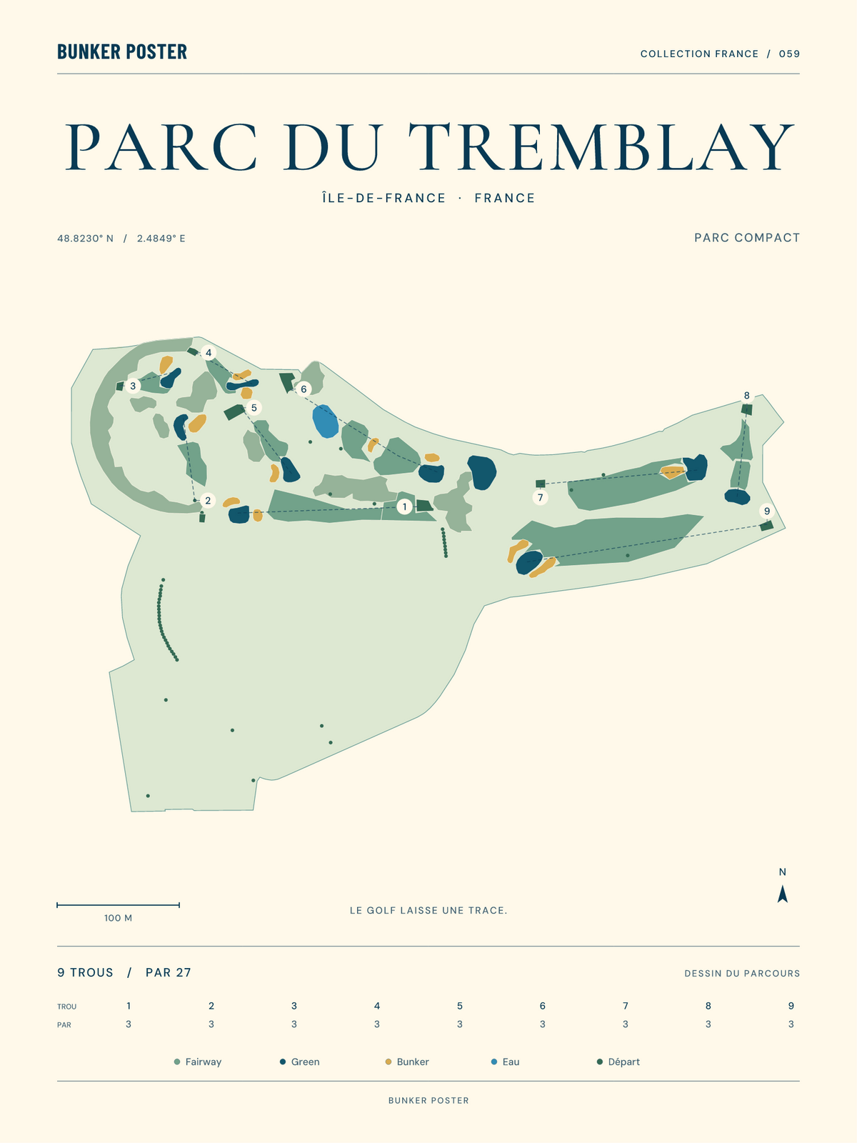 Golf du Parc du Tremblay — Parc Compact, Marine sur sable, 30 × 40 cm
