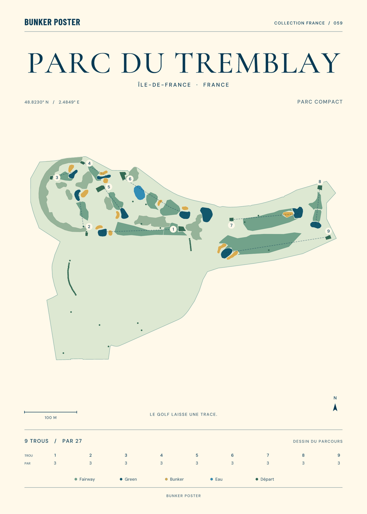 Golf du Parc du Tremblay — Parc Compact, Marine sur sable, 50 × 70 cm