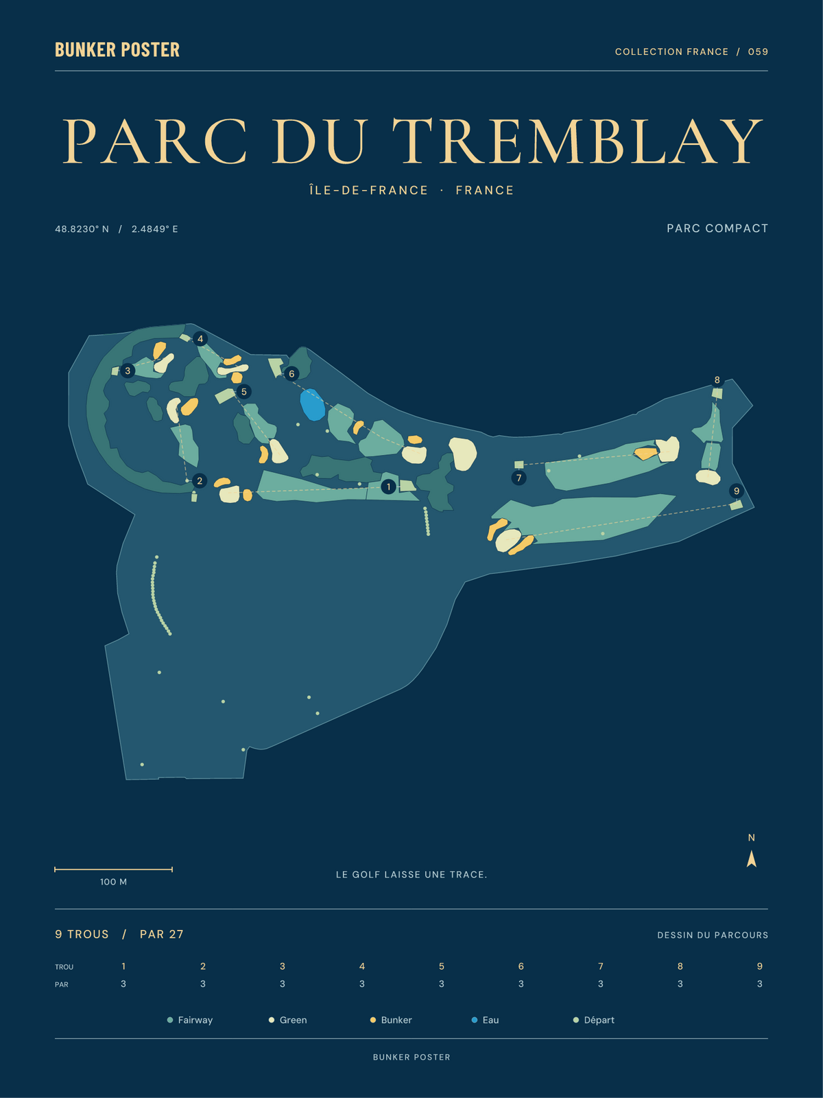 Golf du Parc du Tremblay — Parc Compact, Sable sur marine, 30 × 40 cm