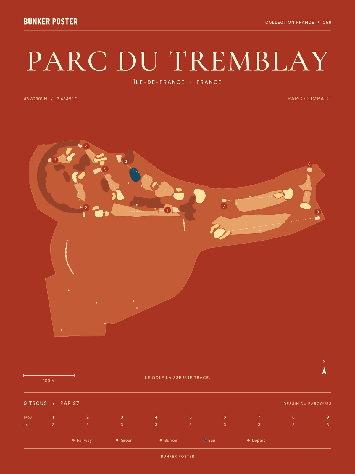 Golf du Parc du Tremblay — Parc Compact, Terre cuite, 30 × 40 cm