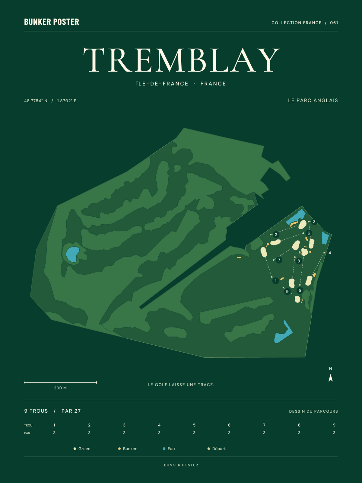 Golf du Tremblay — Le Parc Anglais, Vert club, 30 × 40 cm