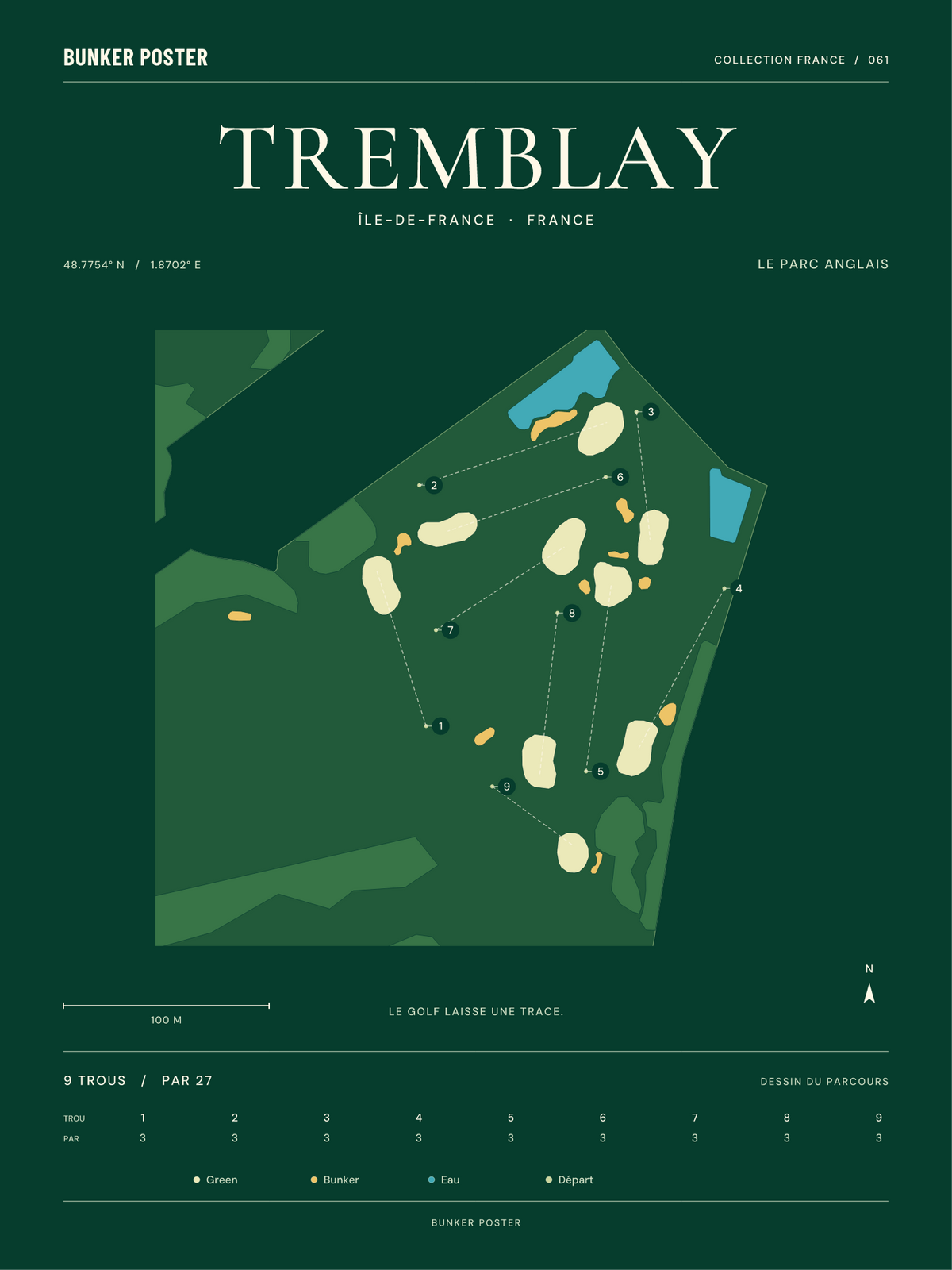 Golf du Tremblay — Le Parc Anglais, Vert club, 30 × 40 cm