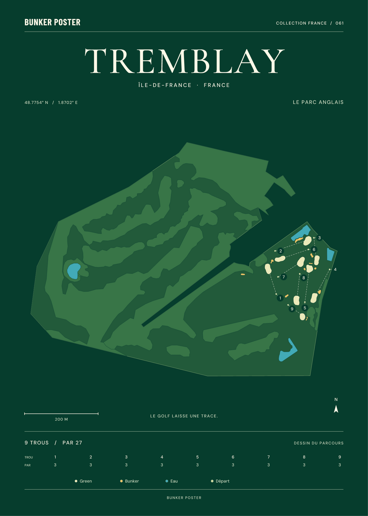 Golf du Tremblay — Le Parc Anglais, Vert club, 50 × 70 cm