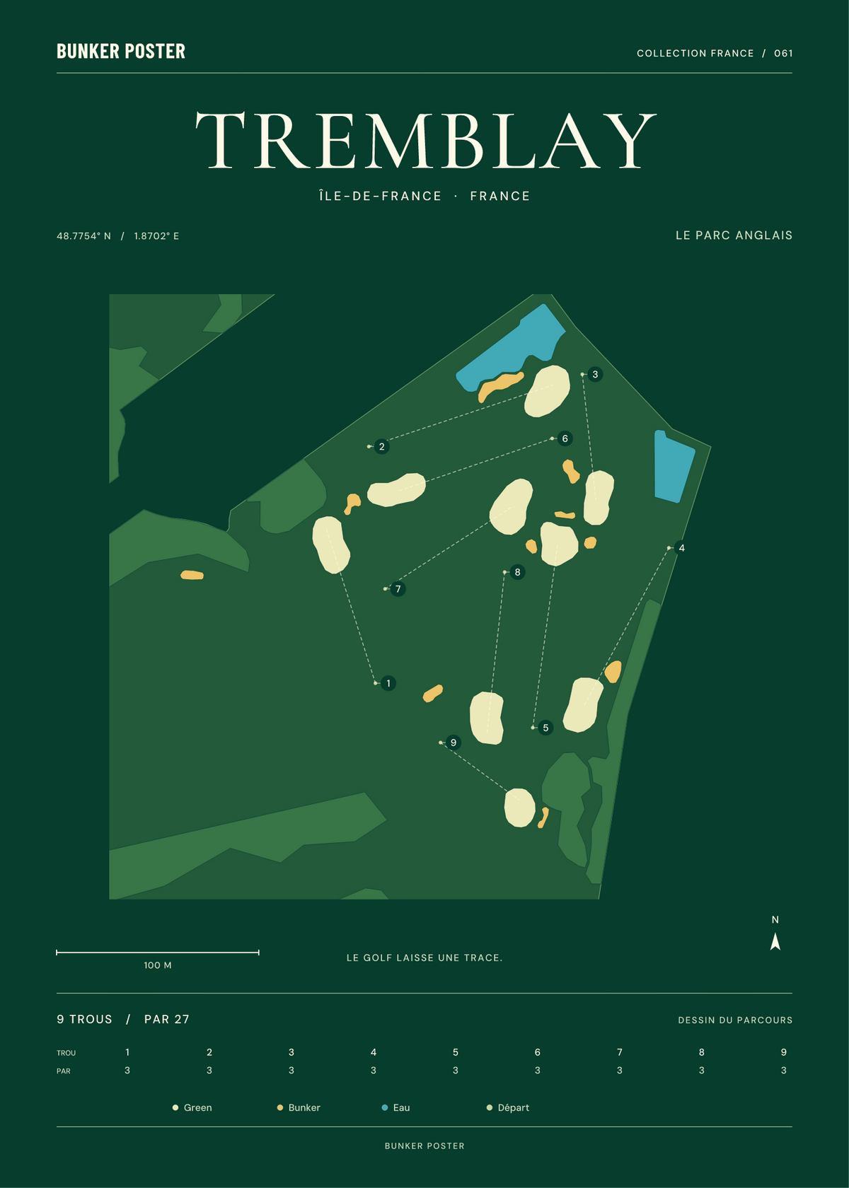 Golf du Tremblay — Le Parc Anglais, Vert club, 50 × 70 cm