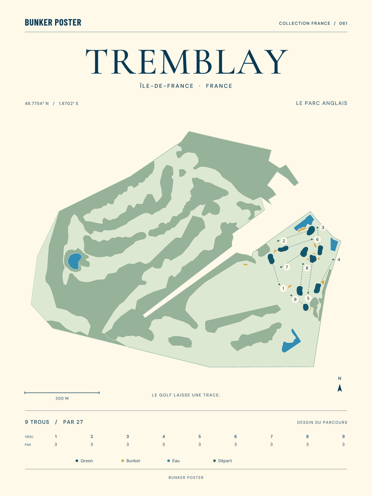 Golf du Tremblay — Le Parc Anglais, Marine sur sable, 30 × 40 cm