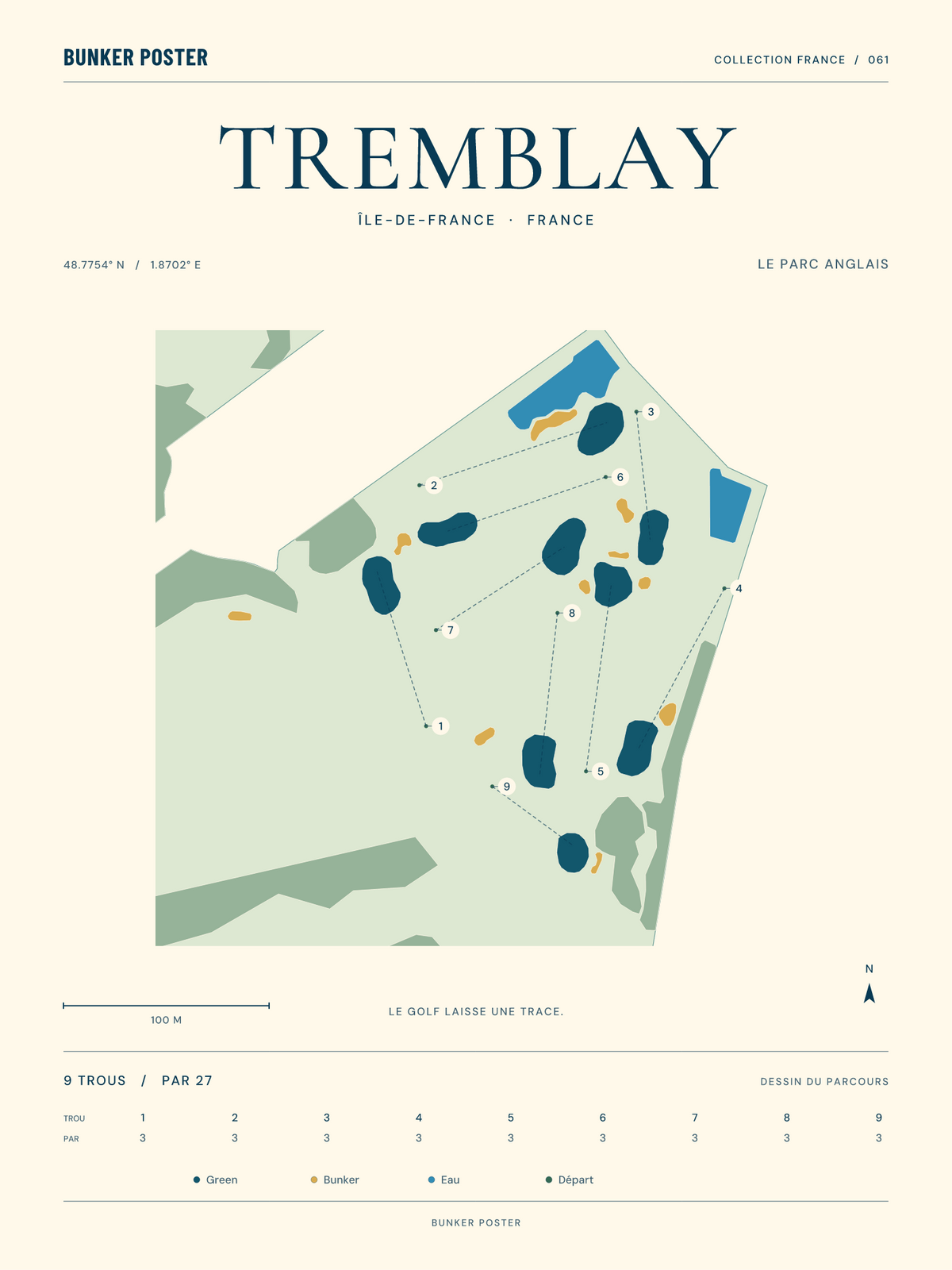 Golf du Tremblay — Le Parc Anglais, Marine sur sable, 30 × 40 cm
