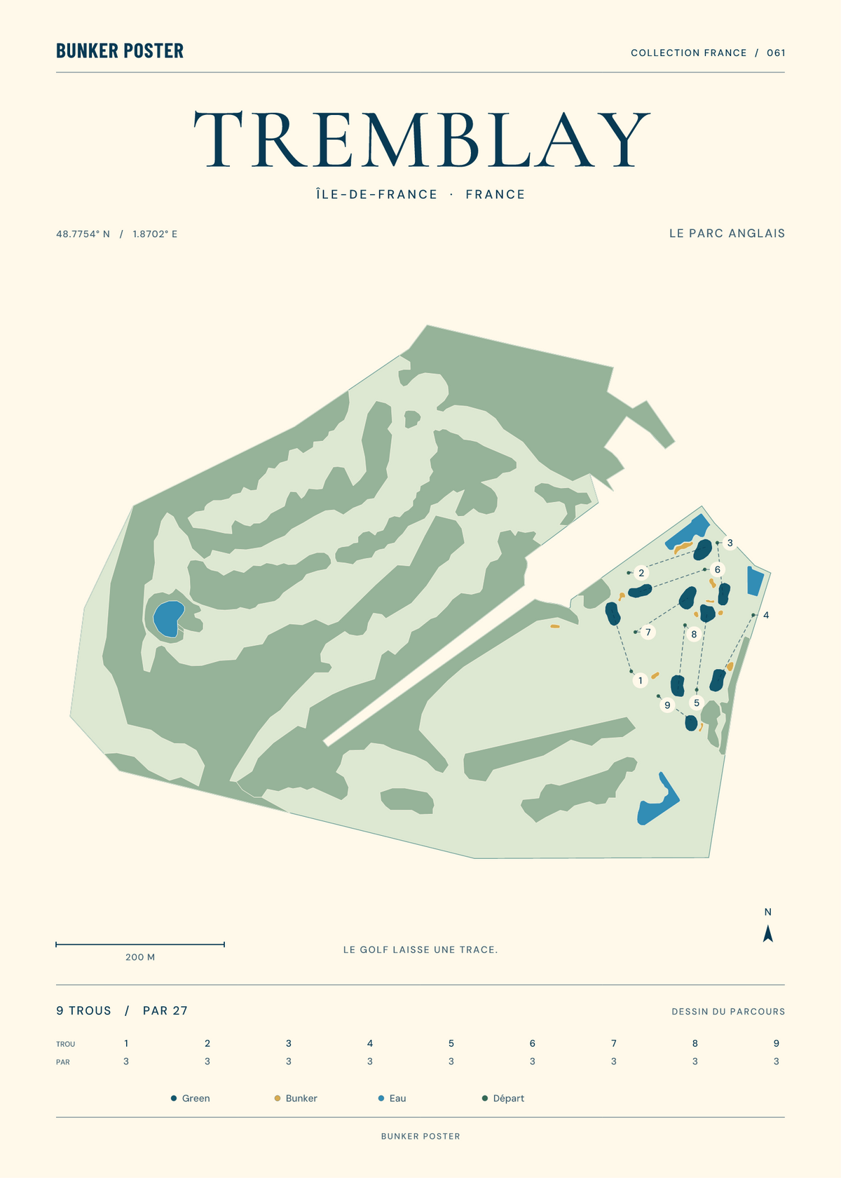 Golf du Tremblay — Le Parc Anglais, Marine sur sable, 50 × 70 cm