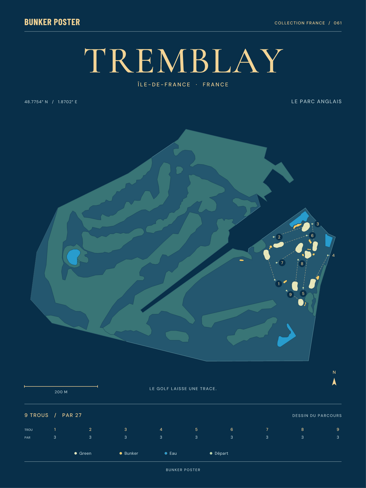 Golf du Tremblay — Le Parc Anglais, Sable sur marine, 30 × 40 cm