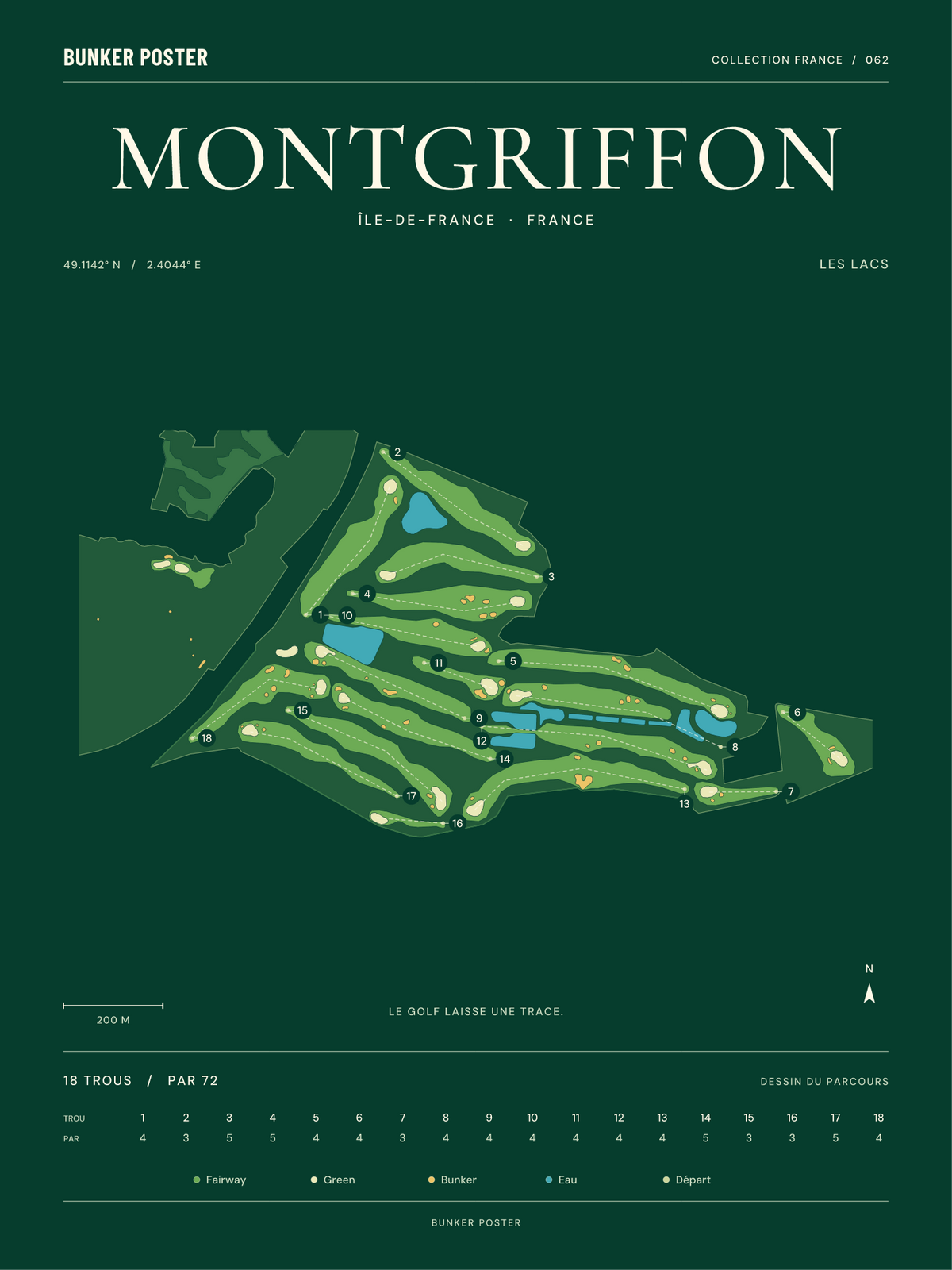 Golf de Montgriffon — Les Lacs, Vert club, 30 × 40 cm