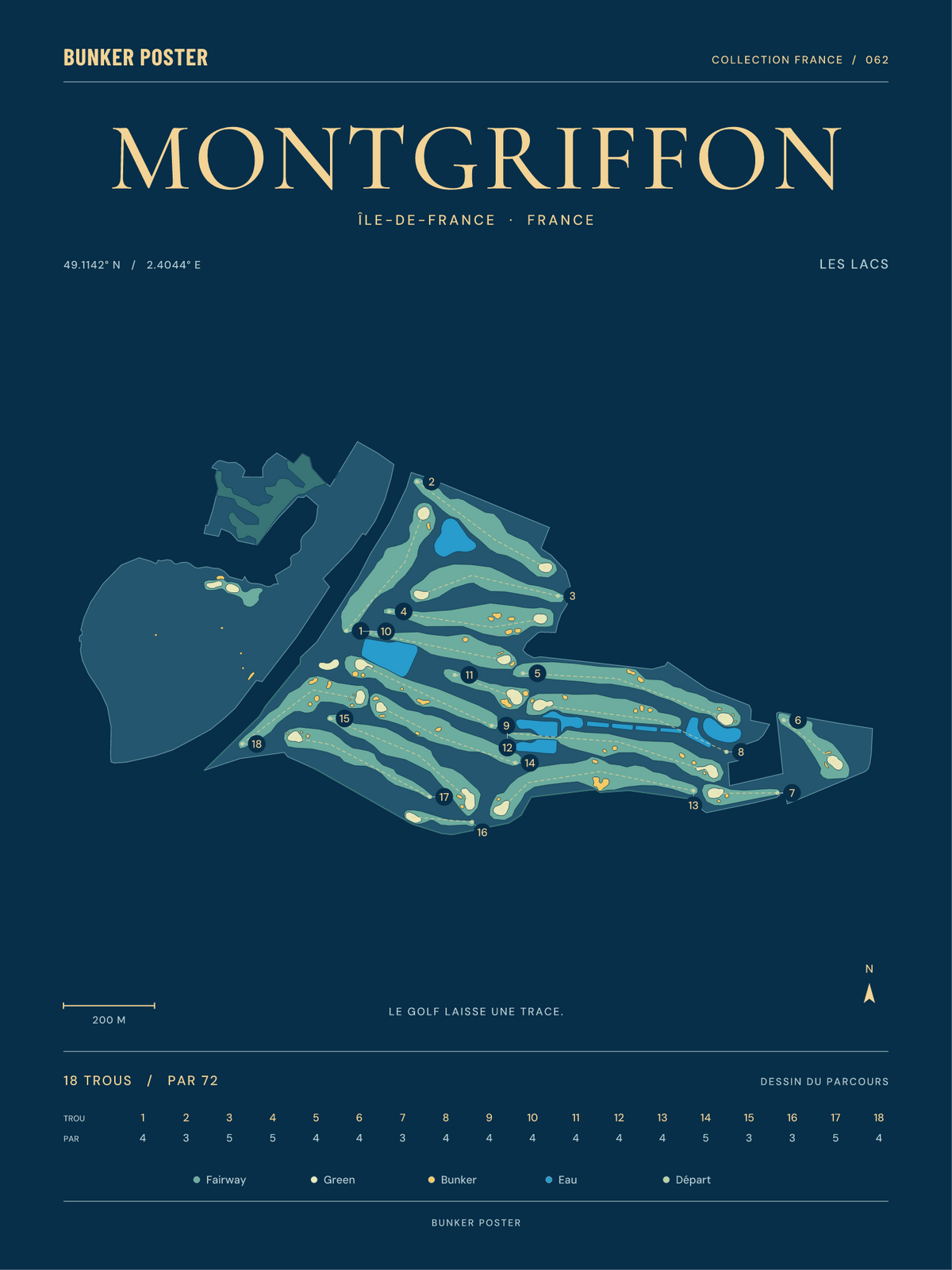 Golf de Montgriffon — Les Lacs, Sable sur marine, 30 × 40 cm