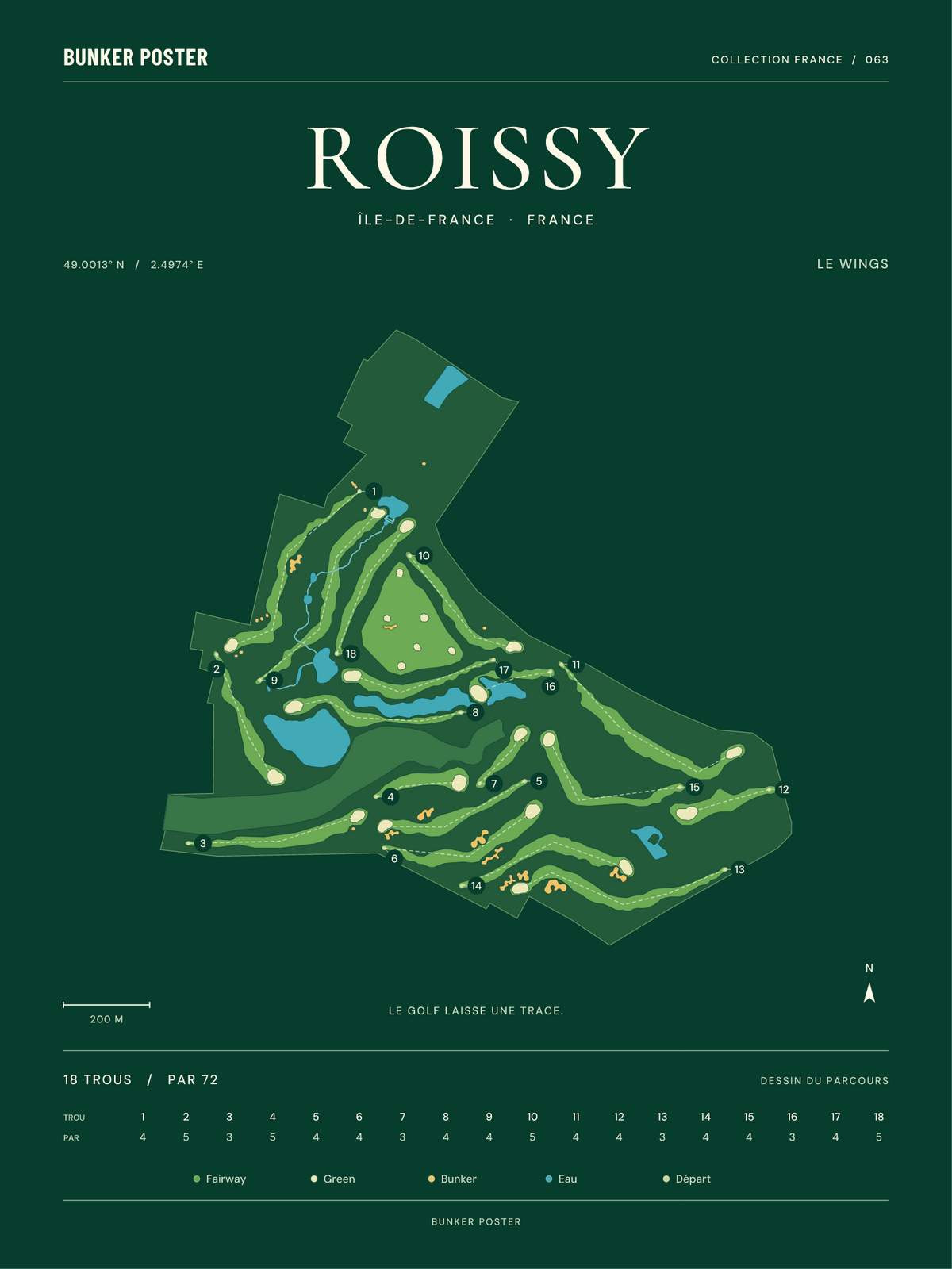 Golf de Roissy — Le Wings, Vert club, 30 × 40 cm