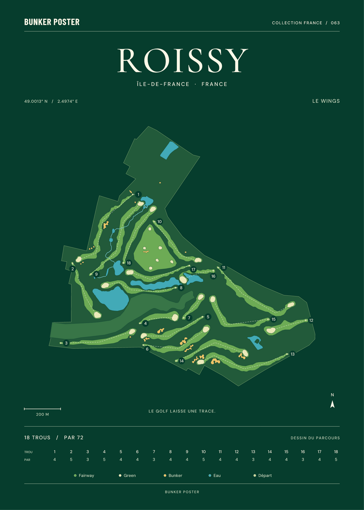 Golf de Roissy — Le Wings, Vert club, 50 × 70 cm