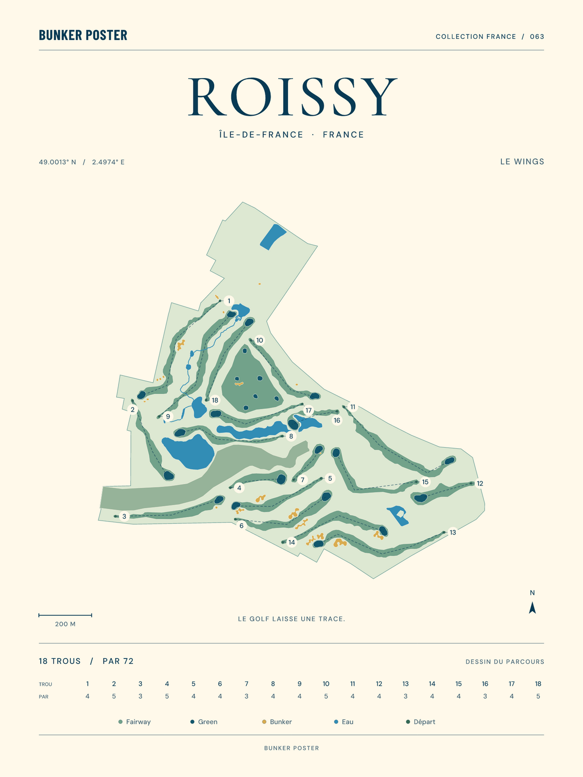 Golf de Roissy — Le Wings, Marine sur sable, 30 × 40 cm