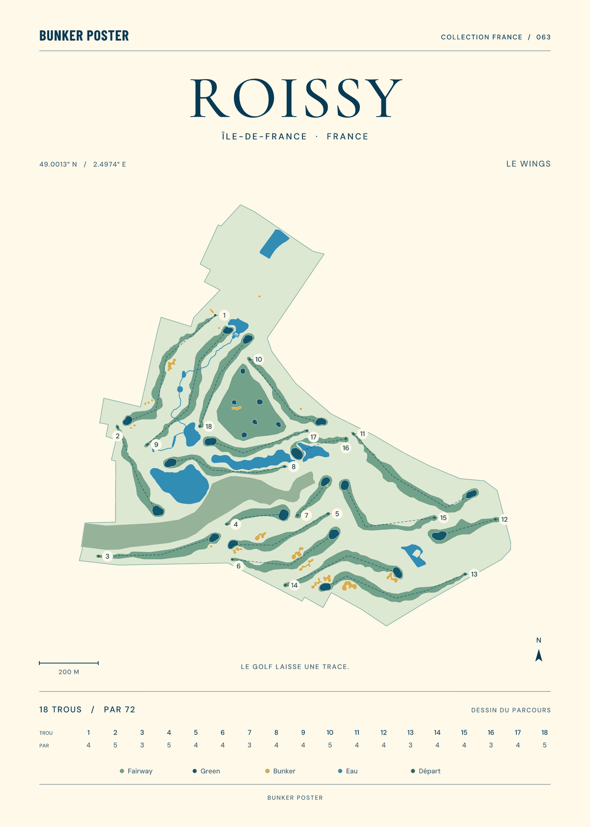 Golf de Roissy — Le Wings, Marine sur sable, 50 × 70 cm