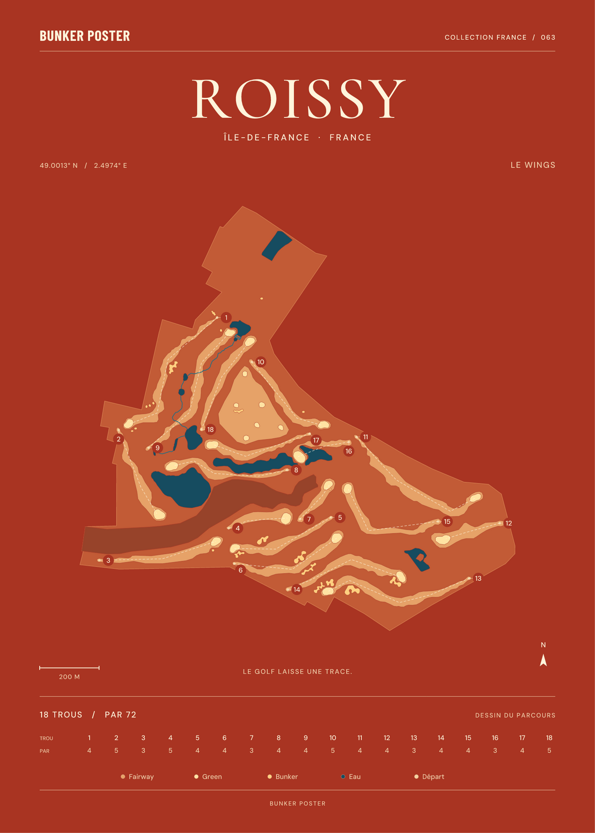 Golf de Roissy — Le Wings, Terre cuite, 50 × 70 cm