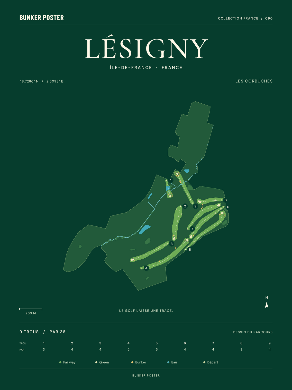Golf de Lésigny-Réveillon — Les Corbuches, Vert club, 30 × 40 cm