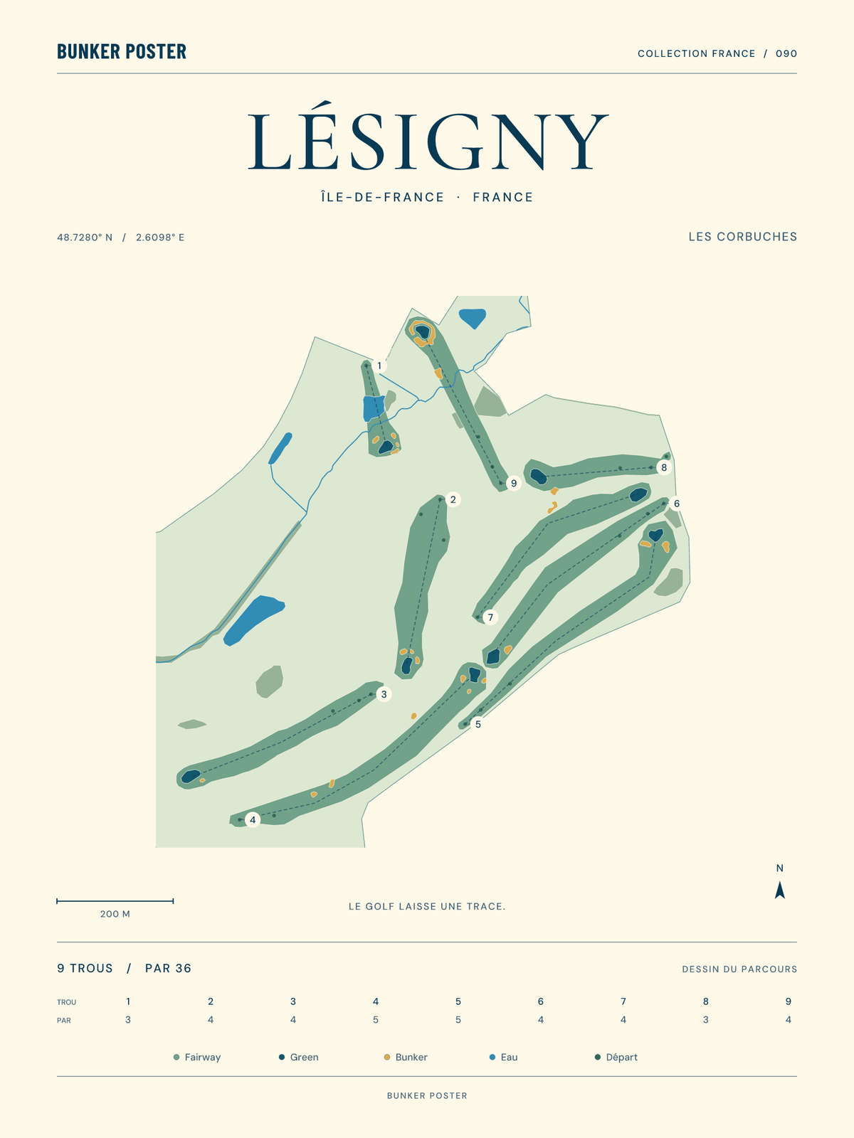 Golf de Lésigny-Réveillon — Les Corbuches, Marine sur sable, 30 × 40 cm