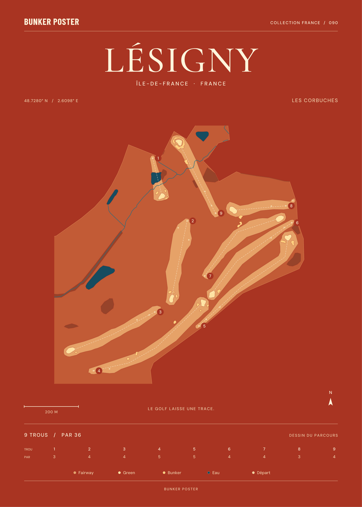 Golf de Lésigny-Réveillon — Les Corbuches, Terre cuite, 50 × 70 cm