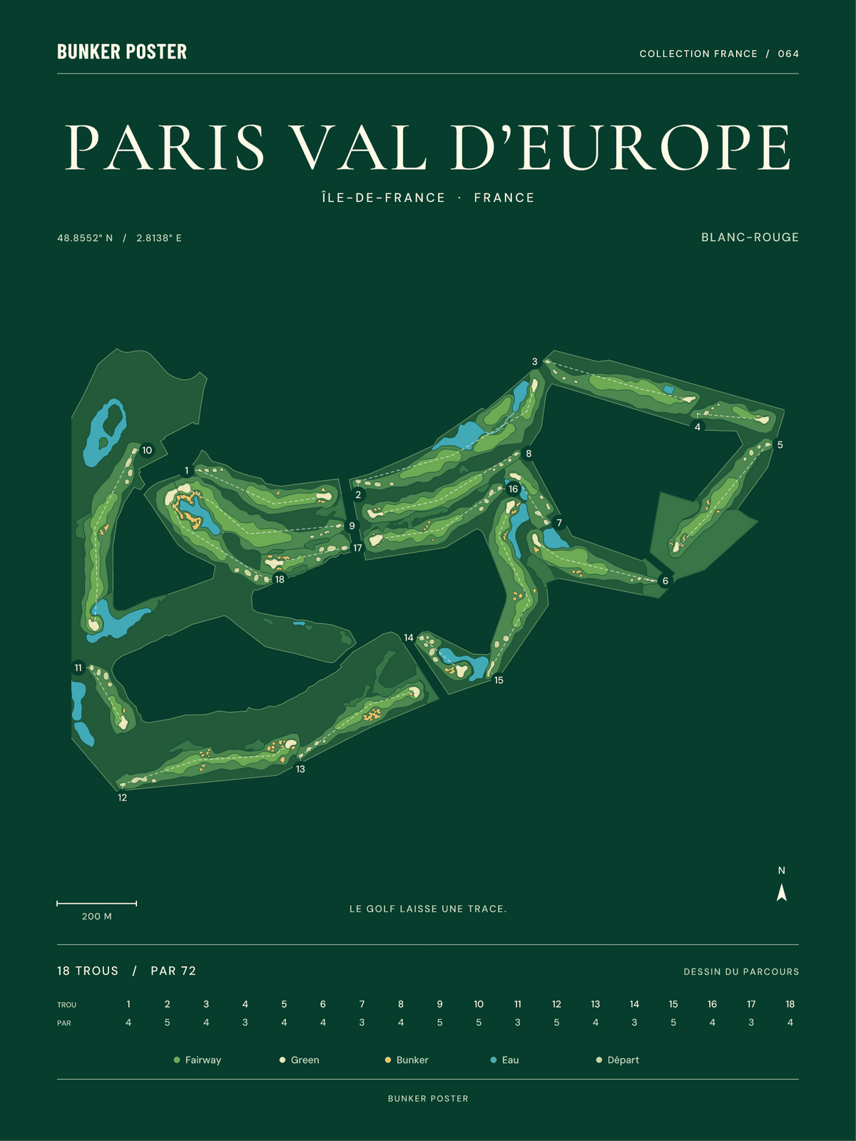 Golf Disneyland — Blanc-Rouge, Vert club, 30 × 40 cm
